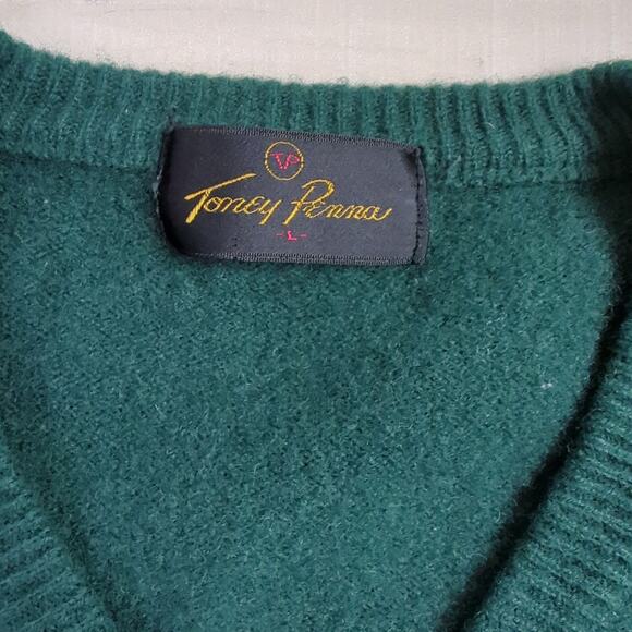 Vintage Toney‎ Penna Rare Men's Green 100% Lambswool Golf Sweater Size Large - Picture 5 of 8